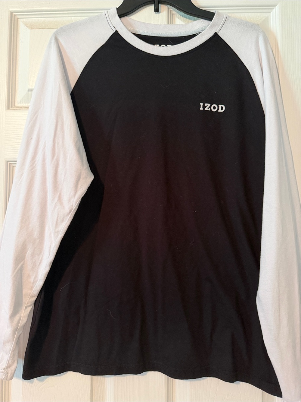 Izod Black & White Raglan Long Sleeve Tee